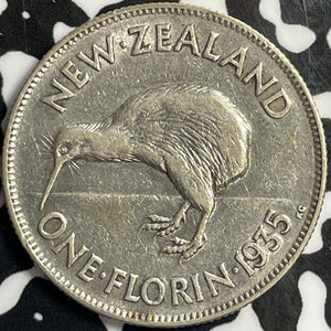 1935 New Zealand 1 Florin Lot#D1881 Silver!