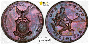 1940-M U.S Philippines 1 Centavo PCGS MS64BN Lot#G5475 Choice UNC!