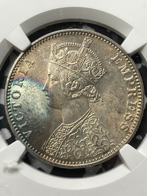 1900-B India 1 Rupee NGC MS63 Lot#G4535 Silver! Choice UNC!