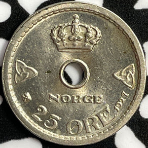 1927 Norway 25 Ore Lot#M8951 High Grade! Beautiful!