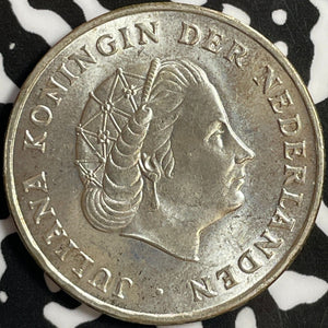 1964 Netherlands Antilles 1 Gulden Lot#D3057 Silver! High Grade! Beautiful!