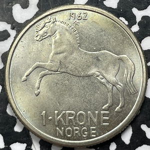 1962 Norway 1 Krone (8 Available) High Grade! Beautiful! (1 Coin Only)