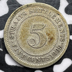 1889 Straits Settlements 5 Cents Lot#D5222 Silver!