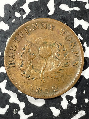 1832 Nova Scotia 1/2 Penny Token Lot#M2032 Nice!