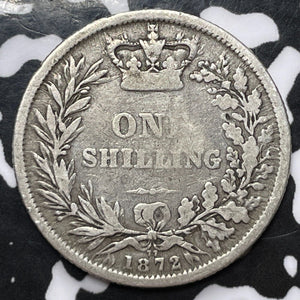 1872 Great Britain 1 Shilling Lot#D4022 Silver! Die#77