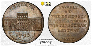 1795 G.B. Middlesex Newgate Prison 1/2 Penny Conder Token PCGS MS63BN Lot#G5527