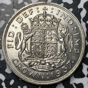 1937 Great Britain 1 Crown Lot#JM6605 Large Silver Coin! High Grade! Beautiful!