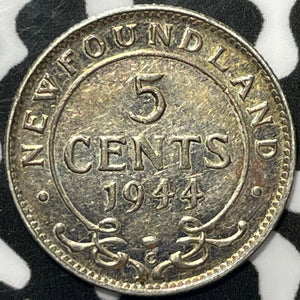 1944-C Newfoundland 5 Cents Lot#M6630 Silver! High Grade! Beautiful!