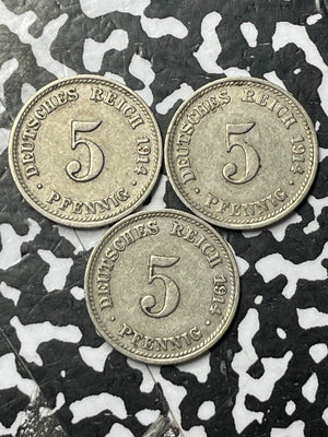 1912-F Germany 5 Pfennig (3 Available) (1 Coin Only)