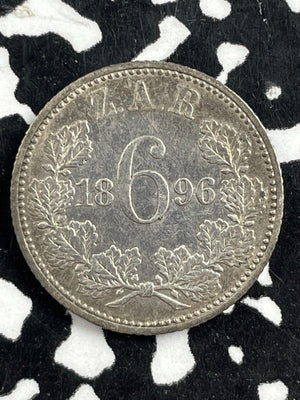 1896 South Africa 6 Pence Sixpence Lot#M2389 Silver! Nice Detail, Old Cleaning