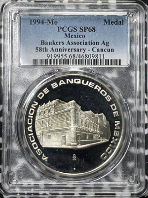 1994-Mo Mexico Bankers Association 50th Ann. Silver Medal PCGS SP68 Lot#G4829