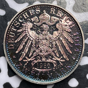 1986 Germany Bavaria 2 Mark Restrike Token Lot#D2570 Silver! Proof!