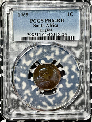 1965 South Africa 1 Cent PCGS PR64RB Lot#G4408 Choice UNC! Beautiful Toning!