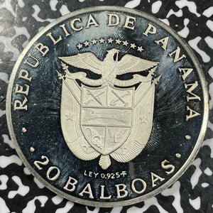 1975 Panama 20 Balboas Lot#B1550 Large Silver Coin! Proof!