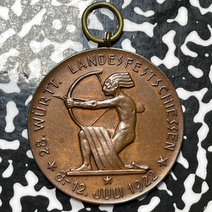 1922 Germany Wurttemburg Shooting Festival Medal Lot#JM5813 40mm