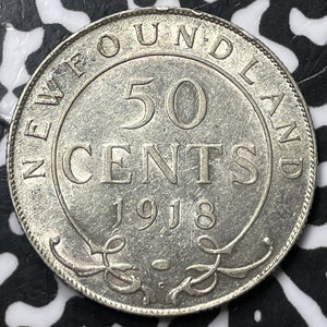 1918-C Newfoundland 50 Cents Lot#D6740 Silver! Nice!