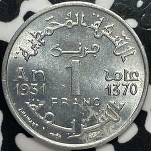 1951 Morocco 1 Franc Lot#M5599 High Grade! Beautiful!