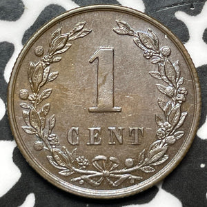 1899 Netherlands 1 Cent Lot#D3349 High Grade! Beautiful!