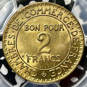 1923 France 2 Francs PCGS MS65 Lot#G4455 Gem BU! Gad-533, F-267