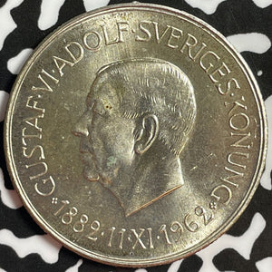 1962 Sweden 5 Kroner Lot#M9050 Large Silver Coin! High Grade! Beautiful!
