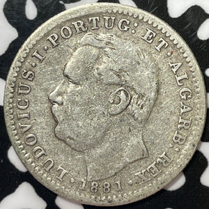 1881 Portuguese India 1/2 Rupia Half Rupia Lot#M6394 Silver!