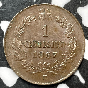 1867-M Italy 1 Centesimo Lot#D3502 High Grade! Beautiful!