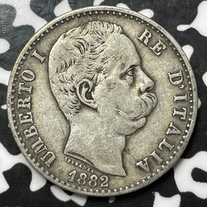 1882 Italy 2 Lire Lot#M8695 Silver!