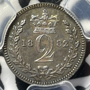 1882 G.B. Maundy 2 Pence Twopence PCGS PL63 Lot#G6775 Silver! Beautiful Toning!