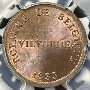 1833 Belgium 5 Centimes Vilvorde Prison Token PCGS MS66+RB Lot#G4979 Gem BU!