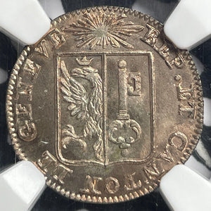 1833 Switzerland Geneva 1 Sol NGC MS64 Lot#G6351 Choice UNC!