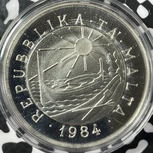 1984 Malta Maritime History 4 Coin Mint Set Lot#B1483 Silver! Original Case