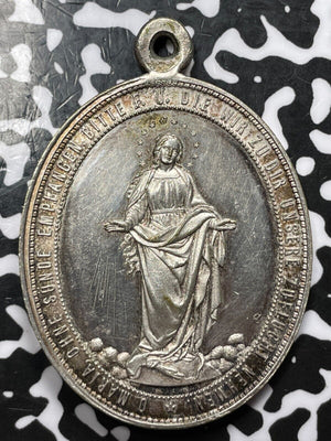 U/D Germany Virgin Mary & St. Aloysius Religious Medal Lot#OV1108 35x45mm