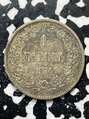 1874 Finland 1 Markka Lot#V9863 Silver!