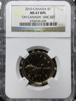 2010 Canada $1 Dollar NGC MS67 DPL Lot#G6451 Gem BU! Oh Canada UNC Set