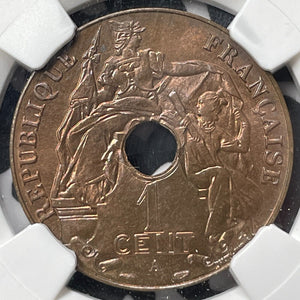 1939-A French Indo-China 1 Centime NGC MS64RB Lot#G6817 Choice UNC!