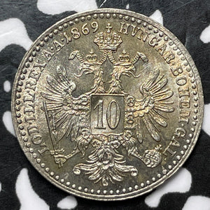 1869 Austria 10 Kreuzer Lot#D3958 Silver! High Grade! Beautiful!