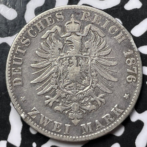 1876-G Germany Baden 2 Mark Lot#M9229 Silver! Rim Nicks