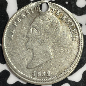1852 Bolivia 1 Sol Proclamation Lot#M9496 Silver! Holed