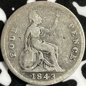 1843 Great Britain 4 Pence Fourpence Lot#D5492 Silver!