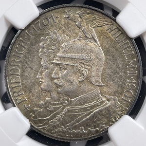 1901-A Germany Prussia 2 Mark NGC MS63 Lot#G6574 Silver! Choice UNC!