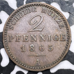 1865-A Germany Prussia 2 Pfennig Lot#D2502