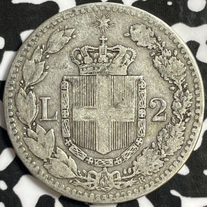 1881-R Italy 2 Lire Lot#M9112 Silver!