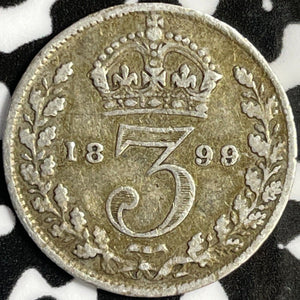 1899 Great Britain 3 Pence Threepence Lot#D5582 Silver!