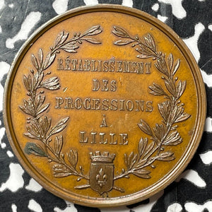1852 France Lille Restoration Of Processions Medal Lot#JM5667 36mm