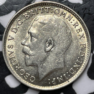 1918 Great Britain 3 Pence Threepence Lot#D5241 Silver! High Grade! Beautiful!