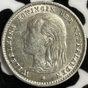 1897 Netherlands 10 Cents Lot#M8970 Silver! High Grade! Beautiful!