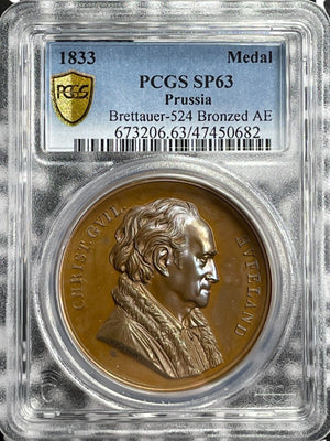 1833 Germany Prussia Christian Wilhelm Hufeland Medal PCGS SP63 Lot#GV5219