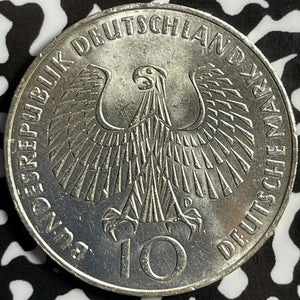 1972-D West Germany 10 Mark Lot#D6217 Silver! High Grade! Beautiful! Olympics