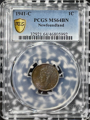 1941-C Newfoundland Small Cent PCGS MS64BN Lot#G4853 Choice UNC!