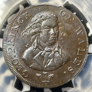 c1790 G.B Middlesex Prince Of Wales 1/2 Penny Conder Token PCGS MS63BN Lot#G5916